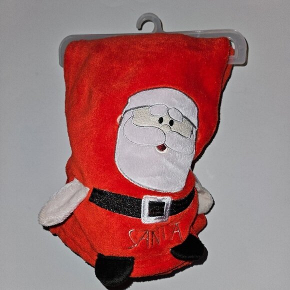 Santa Claus Rudolph the Red Nosed Reindeer Fleece Baby Blanket 30x40 Red NEW - Picture 1 of 11